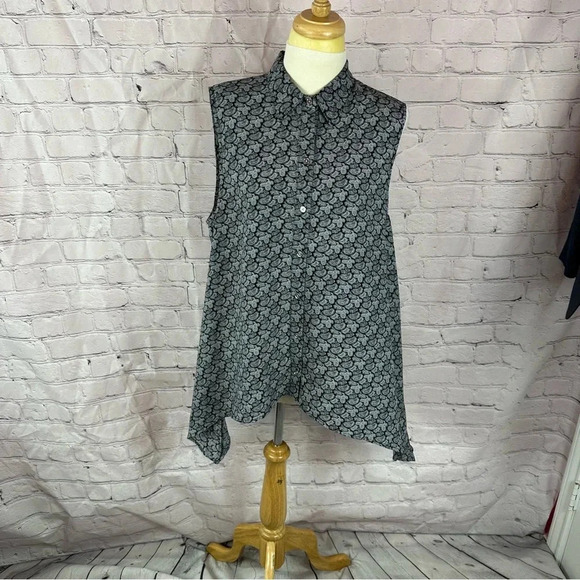 Michael kors paisley print sleeveless blouse shark bit hem large - Picture 1 of 7